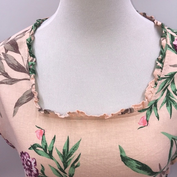 Forcynthia Linen Blend Floral Ruffled Top Peach Spring/Summer FREE SHIPPING - Picture 3 of 9